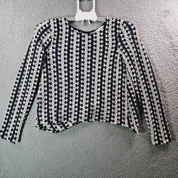 Zara Tops - Zara Top Women‎ Medium Cut Out Back Knit Long Sleeve Black White